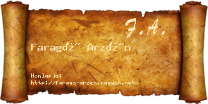 Faragó Arzén névjegykártya